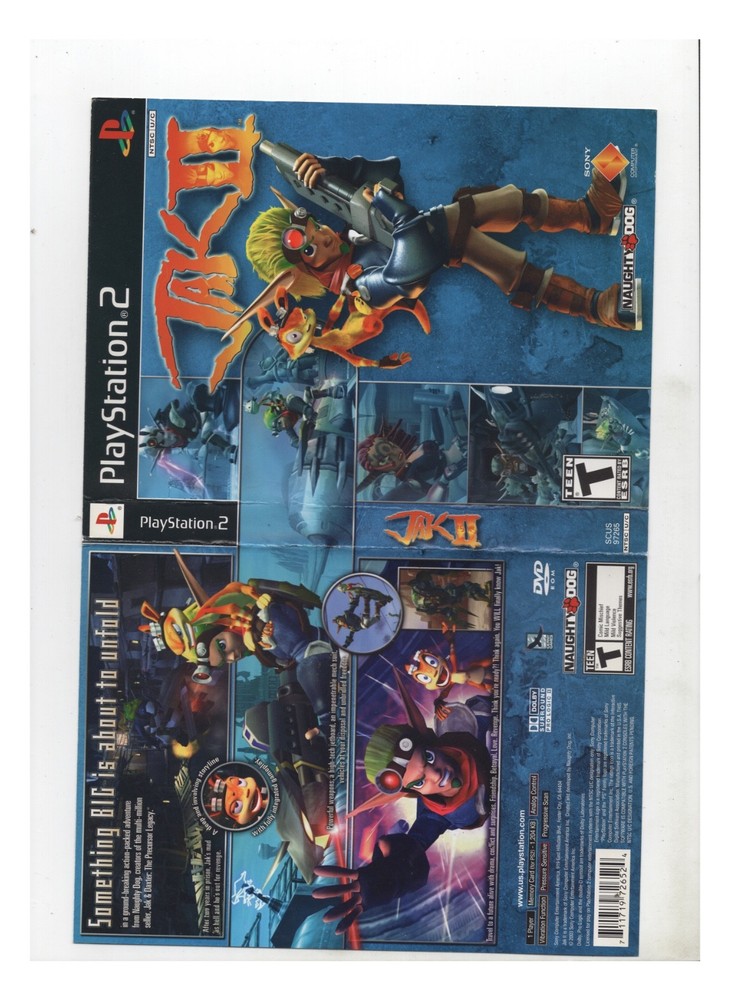 Jak II PS2 Artwork Only Authentic
