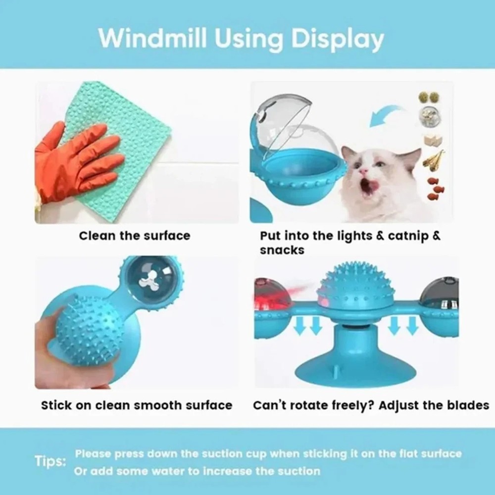 Windmill Cat Toy Turntable Teasing Interactive Cat Toys for Indoor Ca**