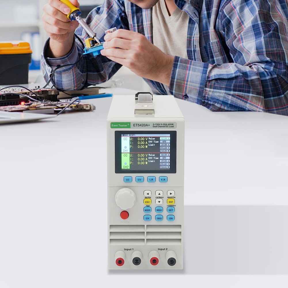 Programmable DC Electronic Load Tester Battery Tester Dual Channel Testing 400W