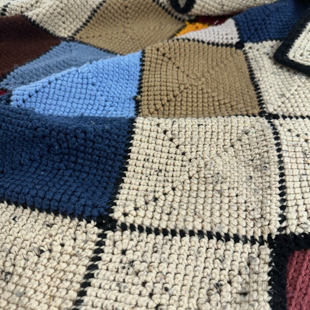 Handmade Granny Square Afghan Blanket Throw Multicolor 62"x52"