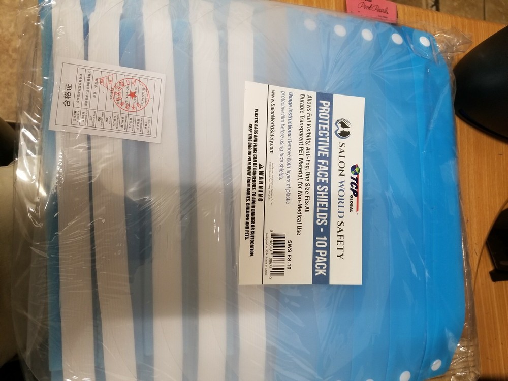 TCP WORLD SAFETY PROTECTIVE FACE SHIELDS 10 PACK