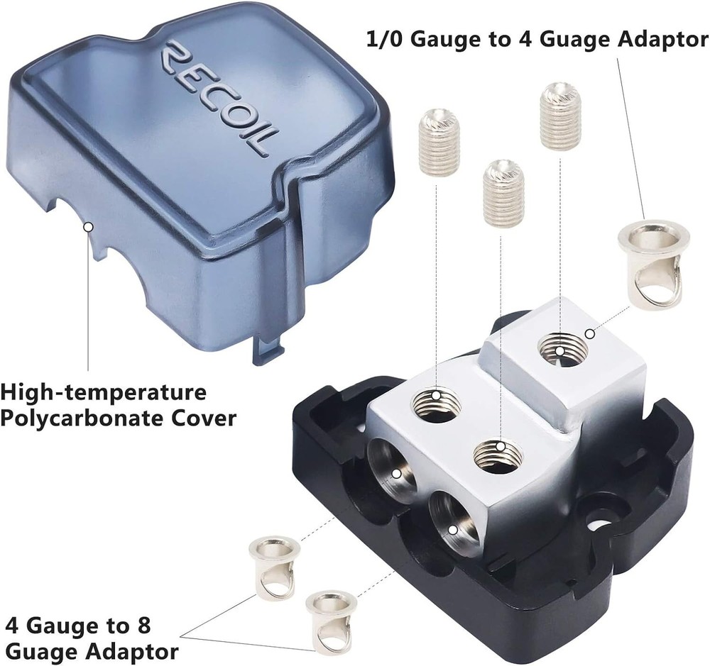 Marine-Grade Chrome 2 Way Power Distributor Block - Connects Multiple Amplifiers
