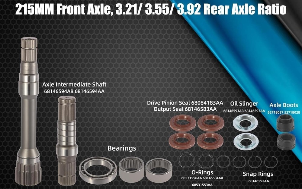 Complete Front R Differential Axle Intermediate Shaft Kit for 2012-2021Dodge Ram