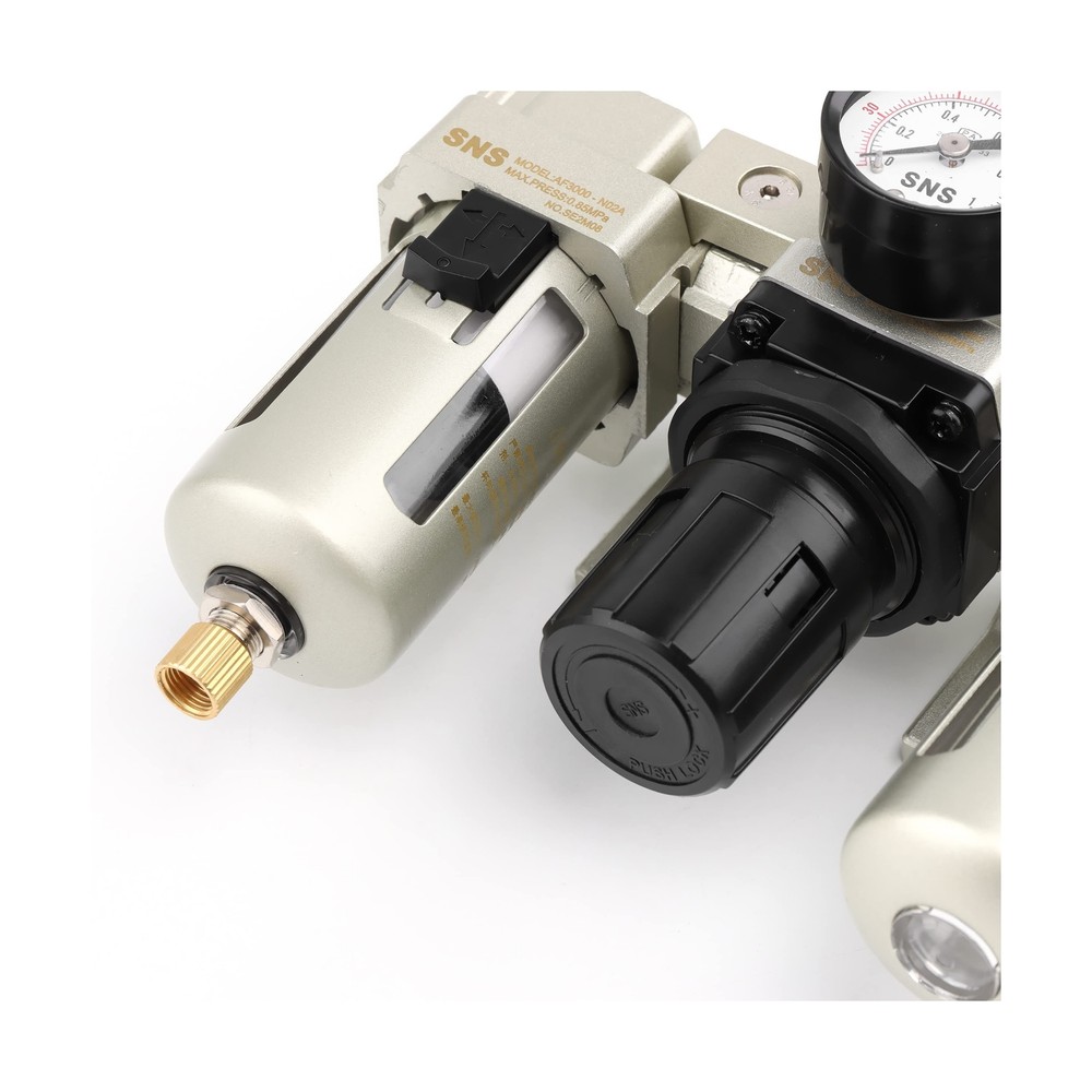 SNS Compressed Air Filter Regulator Lubricator FRL Three Unit Combo 1/4" NPT,...