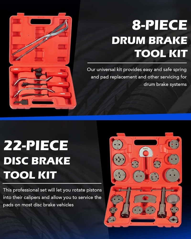 32pc Dual Brake Tools, 2 in 1 Caliper Compression Tool and Drum Brake Tool Ki...