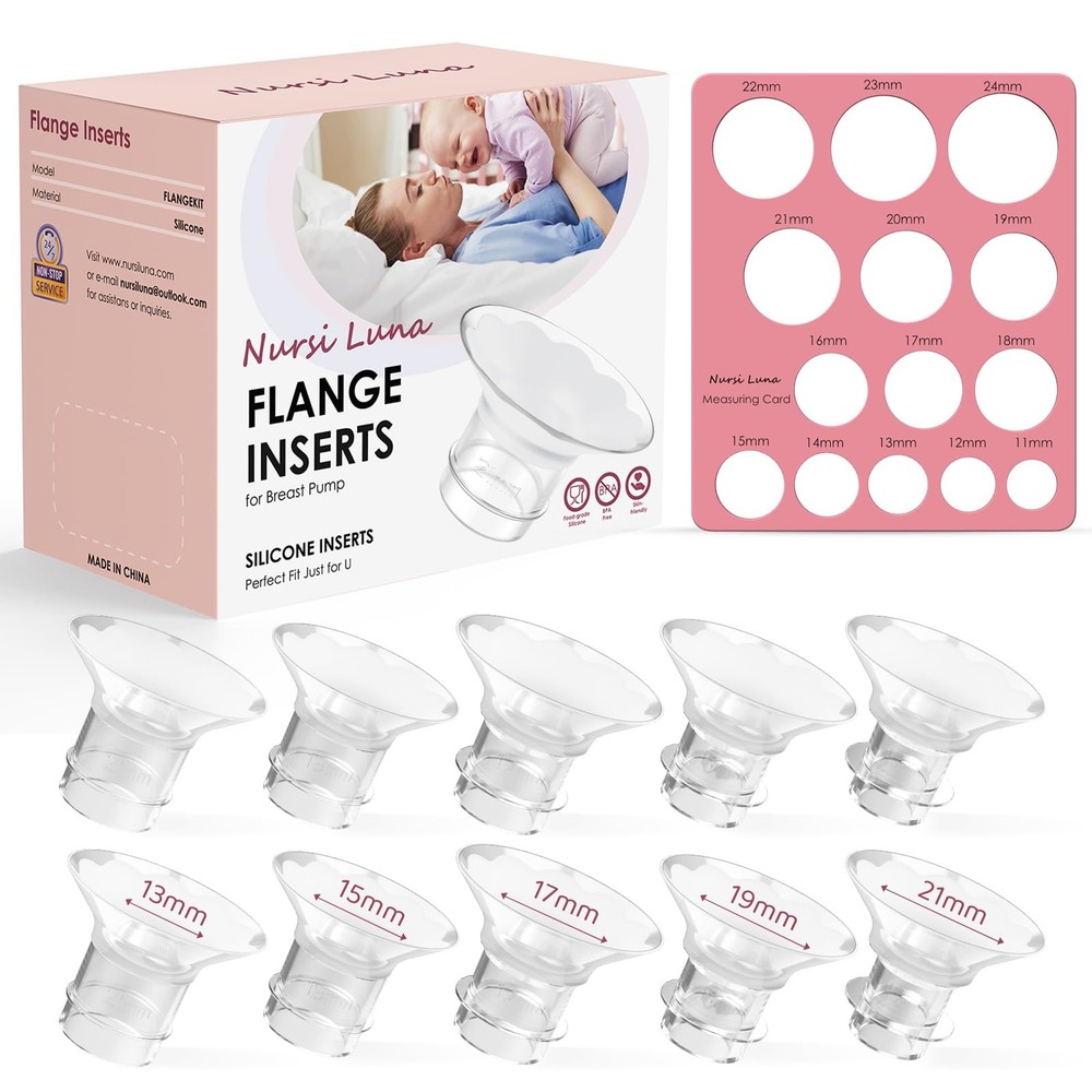 Flange Sizing Kit 10PCS Inserts 13-21mm, Silicone Breast Pump Accessories