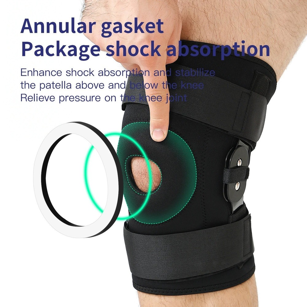 Knee Brace Compression Sleeve Hinged Joint Support Open Patella Stabilizer Wrap