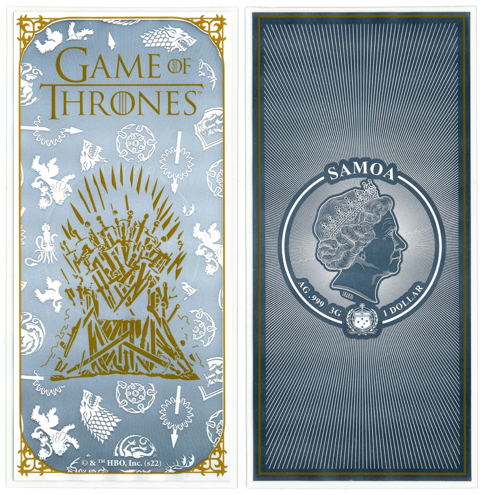 2024 Samoa $1 Game of Thrones 3 Grams .999 Silver Note