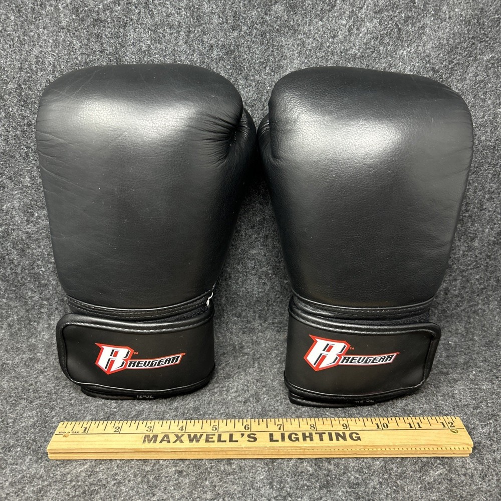 Revgear Boxing Gloves 12oz Pro Training Durable Black White