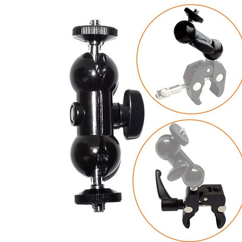 Multi-function Double Ball Head Shoe Mount Adapter Magic Arm 1/4" Screw