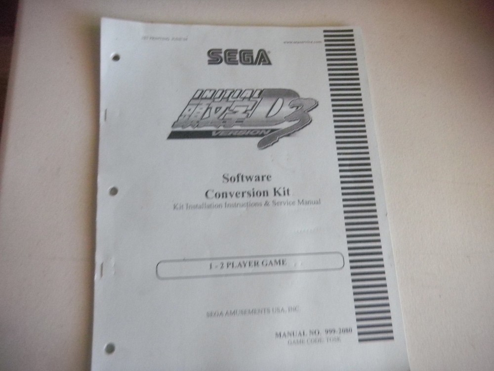 INITIAL D 3 SOFTWARE KIT  SEGA owners manual