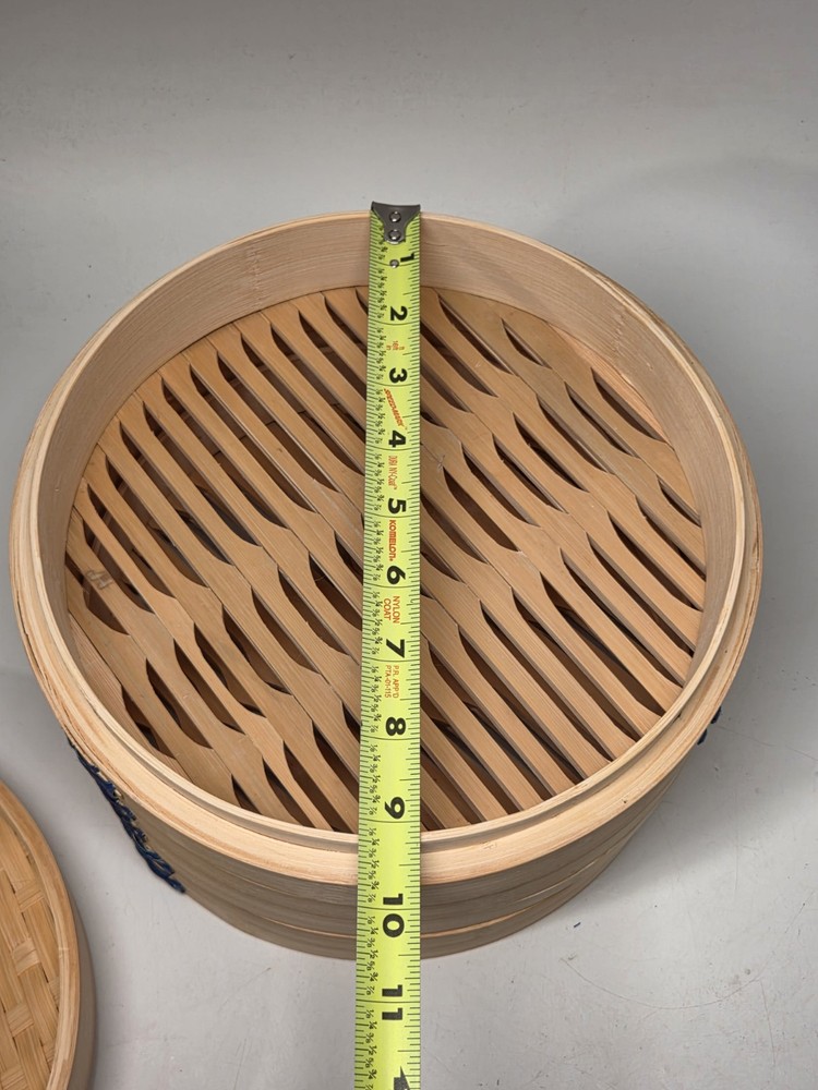 BLUE GINGER Bamboo Steamer Basket Dumpling Steamer, Two Tier Design