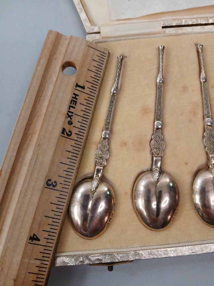 1937 King George VI Queen Elizabeth II Anointing Solid Silver/ Gilt 6 Spoon Set