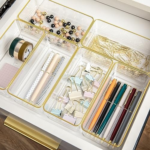 Kerry Plastic Stackable Office Desk Drawer Organizers, 6 Pack, with 6" x 3"