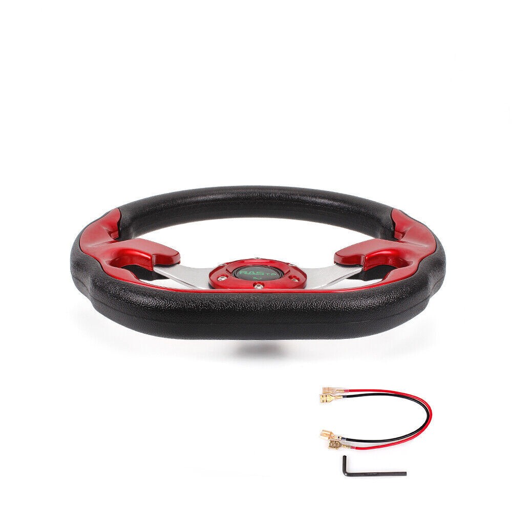 13" Aluminum Universal D Shape Racing Steering Wheel w/Quick Release Adapter Kit