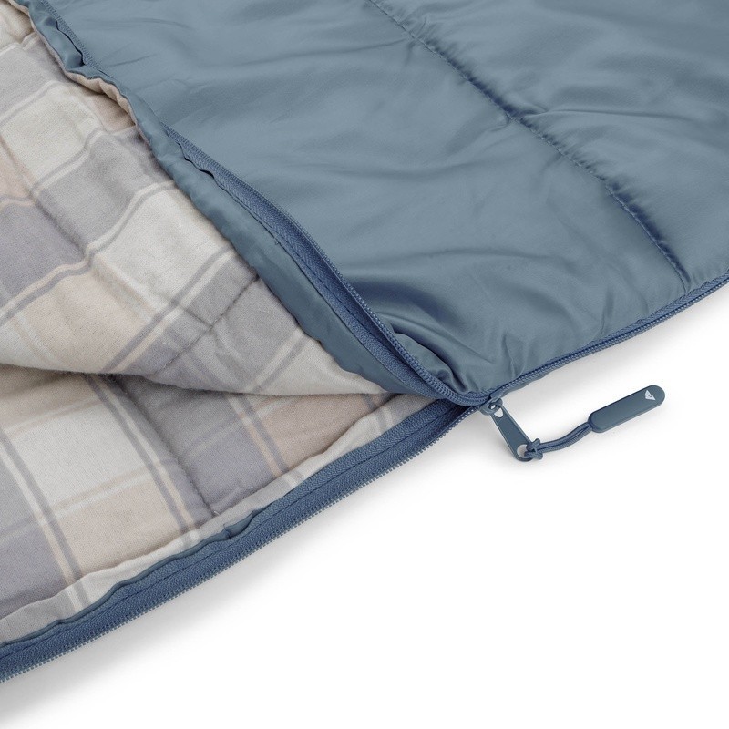 50F Flannel Lined Sleeping Bag Rectangular Cozy Camping Adults Machine Washable