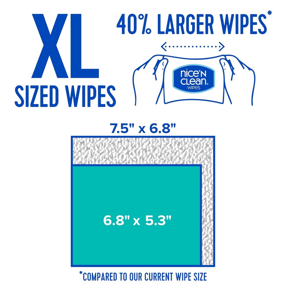 Nice 'N CLEAN Extra Large Flushable Wipes | 40% 60 Count (Pack of 3), White