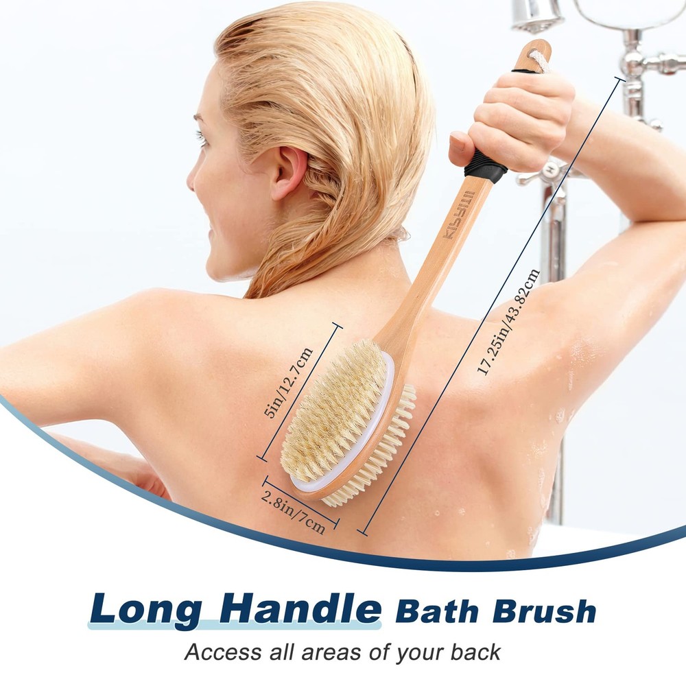 Long Handle Ergonomically Back Scrubber Brush Shower Double Sided Exfoliating