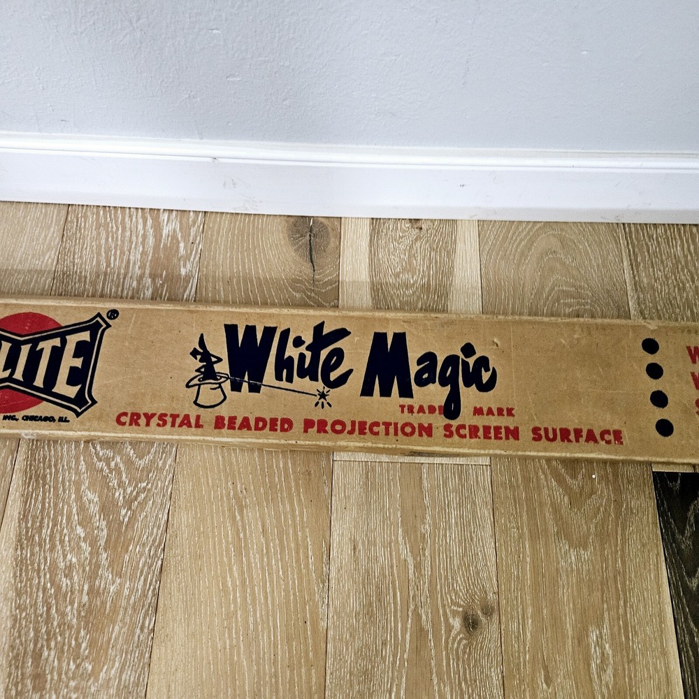 Da Lite White Magic Projector Screen 49" x 33" 1950s in Original Box