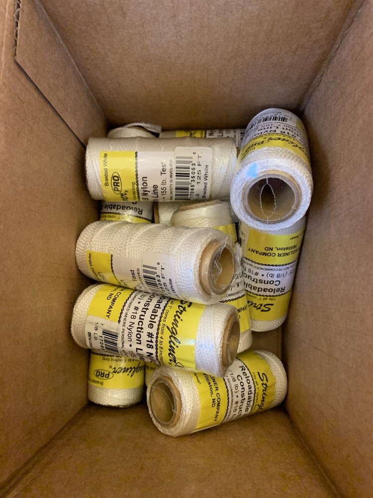 12 Pieces Stringliner Reloadable #18 Nylon Construction Line Braided White 125FT