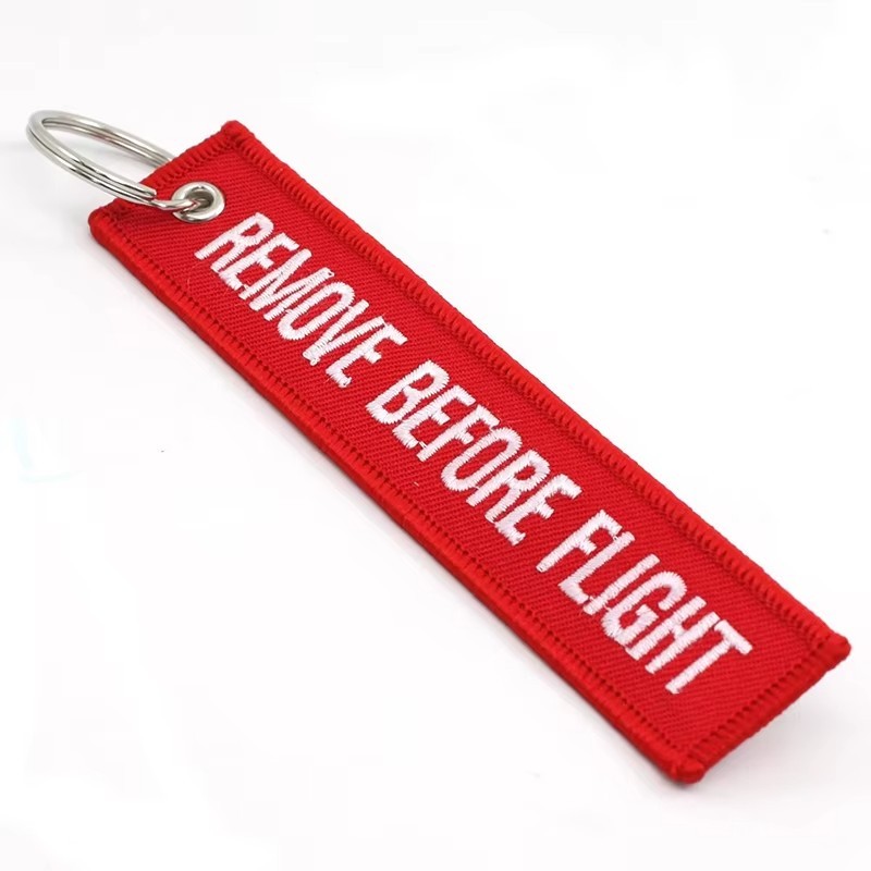 5PCS Aviation Remove Before Flight Keychain – Double Sided Embroidered Jet Tag