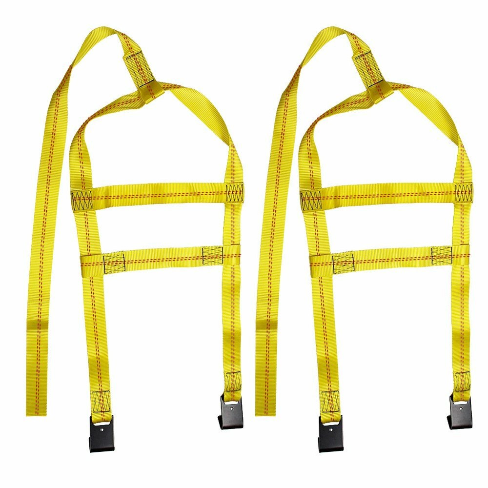 2 Pack Adjustable Tow Dolly Basket Straps With/ Flat Hook Tie Down Bonnet 17-21"