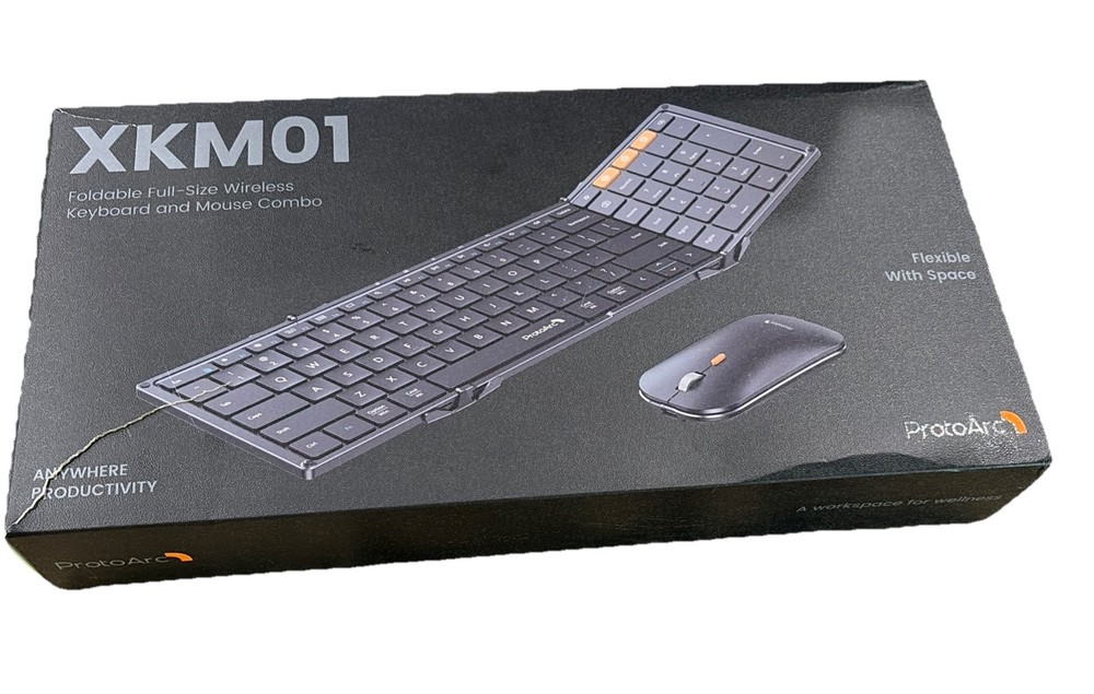 ProtoArc Foldable Keyboard and Mouse, XKM01 True Full-Size Folding