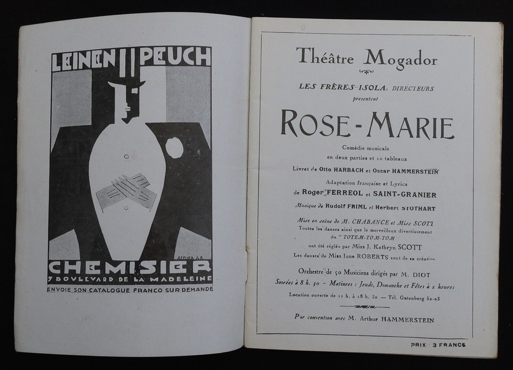 1920 MOGADOR Rose Marie Art Deco Style Program