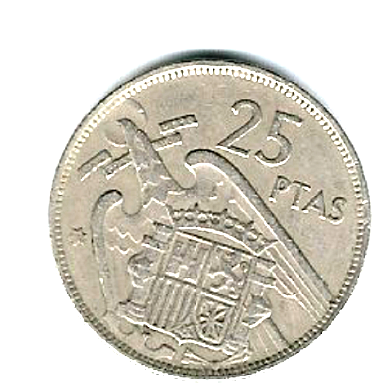 Spain... Coin...25 PTAS...1957