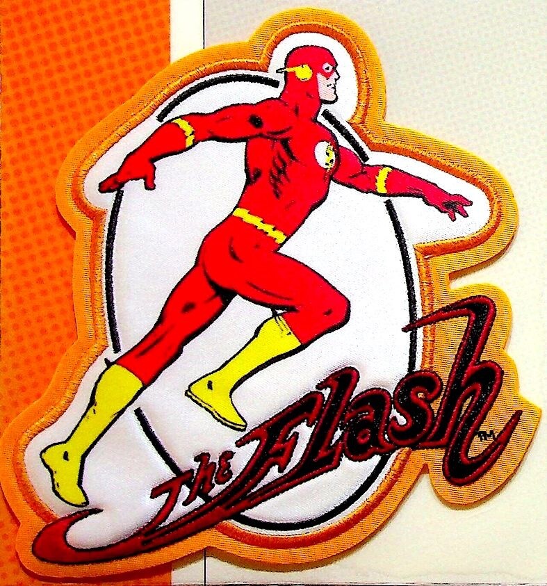 THE FLASH PATCH on INFO CARD ~ from Willabee & Ward ~ DC COMICS PATCH COLLECTION