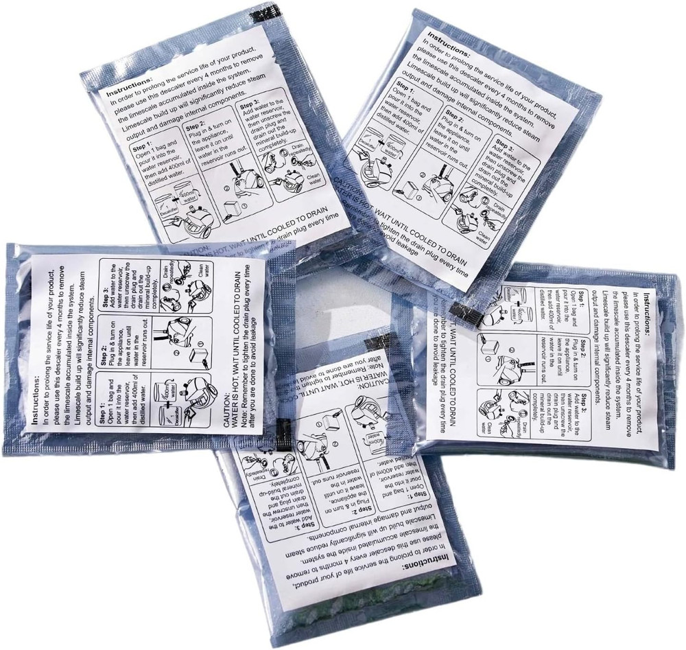 Garment Steamer Descaling Solution Decalcifier Packets for Mineral Deposits a...