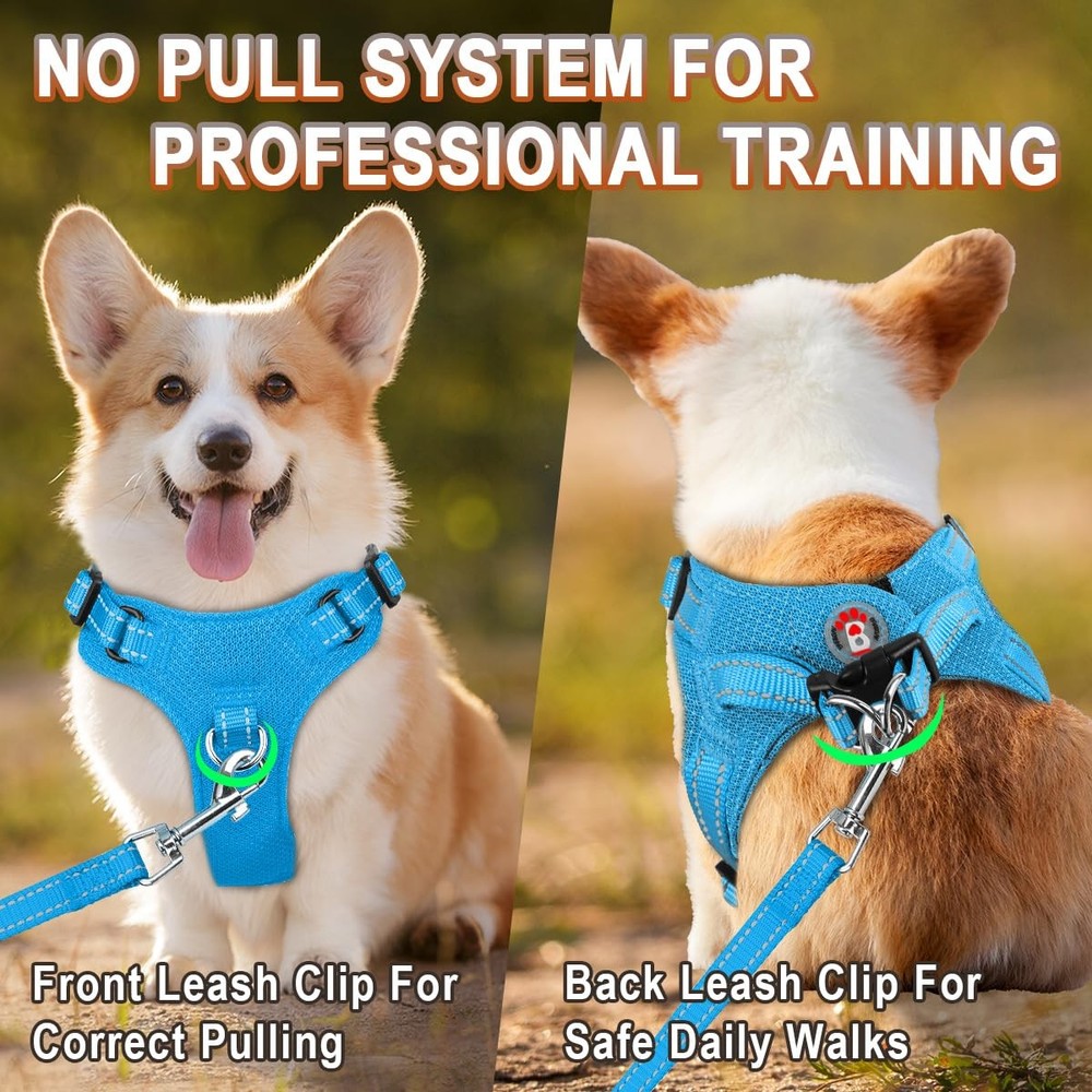 Dog Harness, Reflective Adjustable Puppy No Pull Harness, Breathable Soft, Bl...