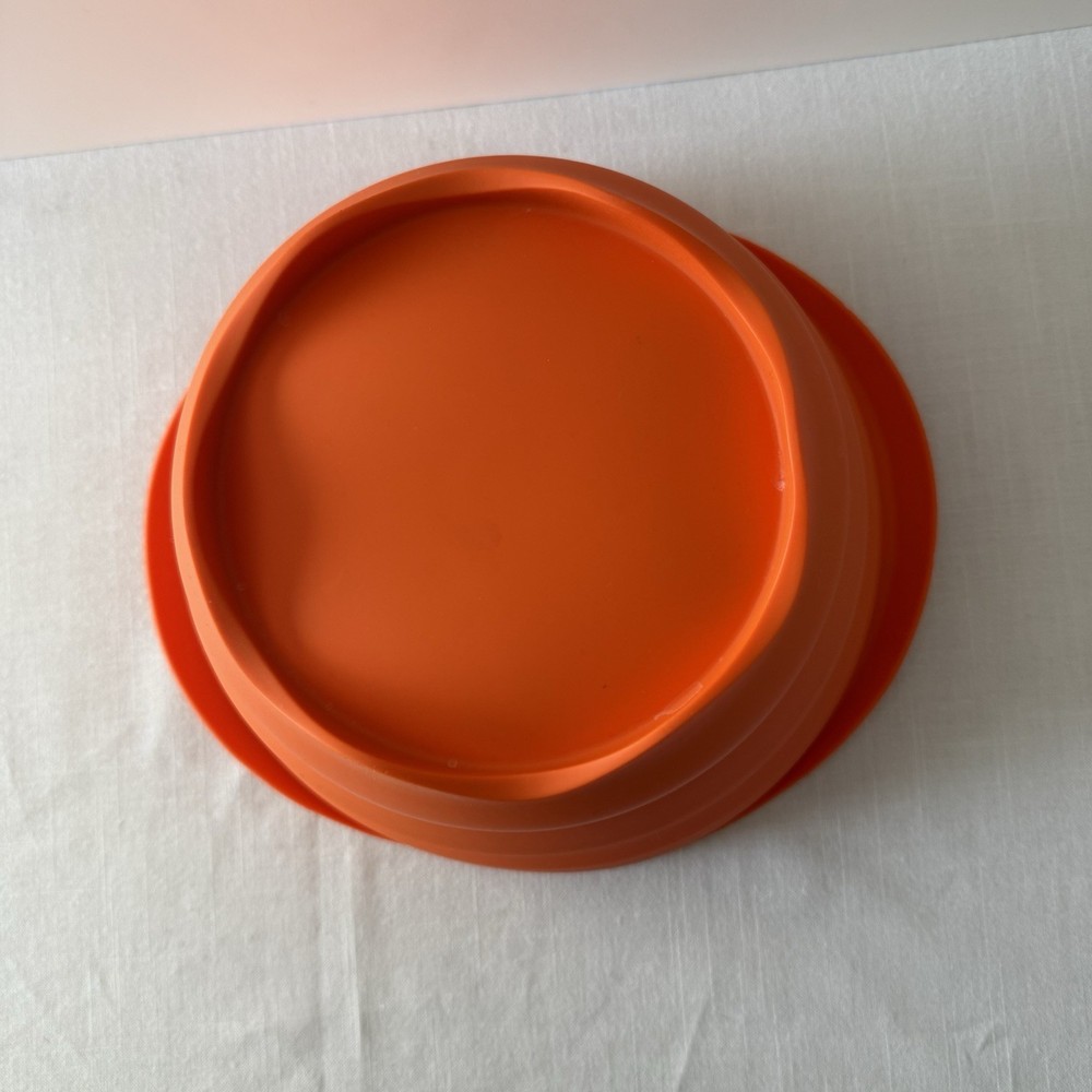 Collapsible Silicone Mixing Bowl Orange Solid Pattern Small Storage Solution