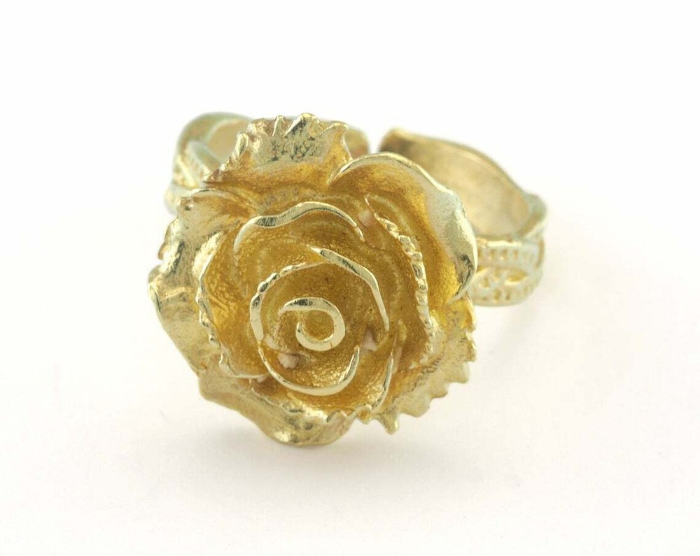 Rose Adjustable Ring Raw brass (17mm 7US inner size - Adjustable ) OZ3247