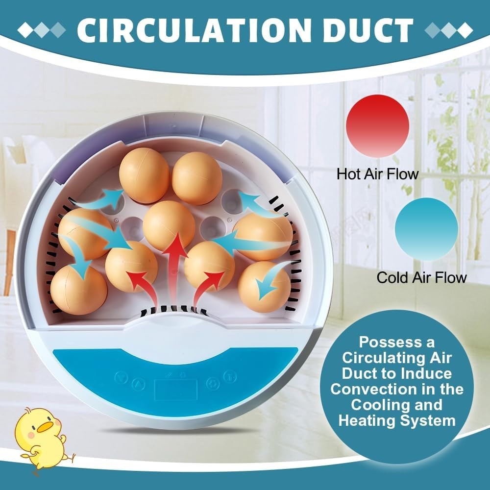 9 Egg Incubator w/ Temperature Control, Touch Operation& Temperature Display