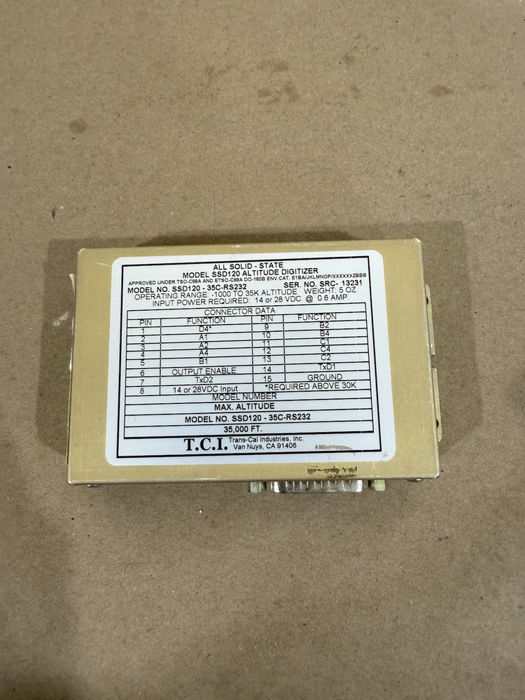 Trans Cal SSD120-35C-RS232 Altitude digitizer Altitude Encoder