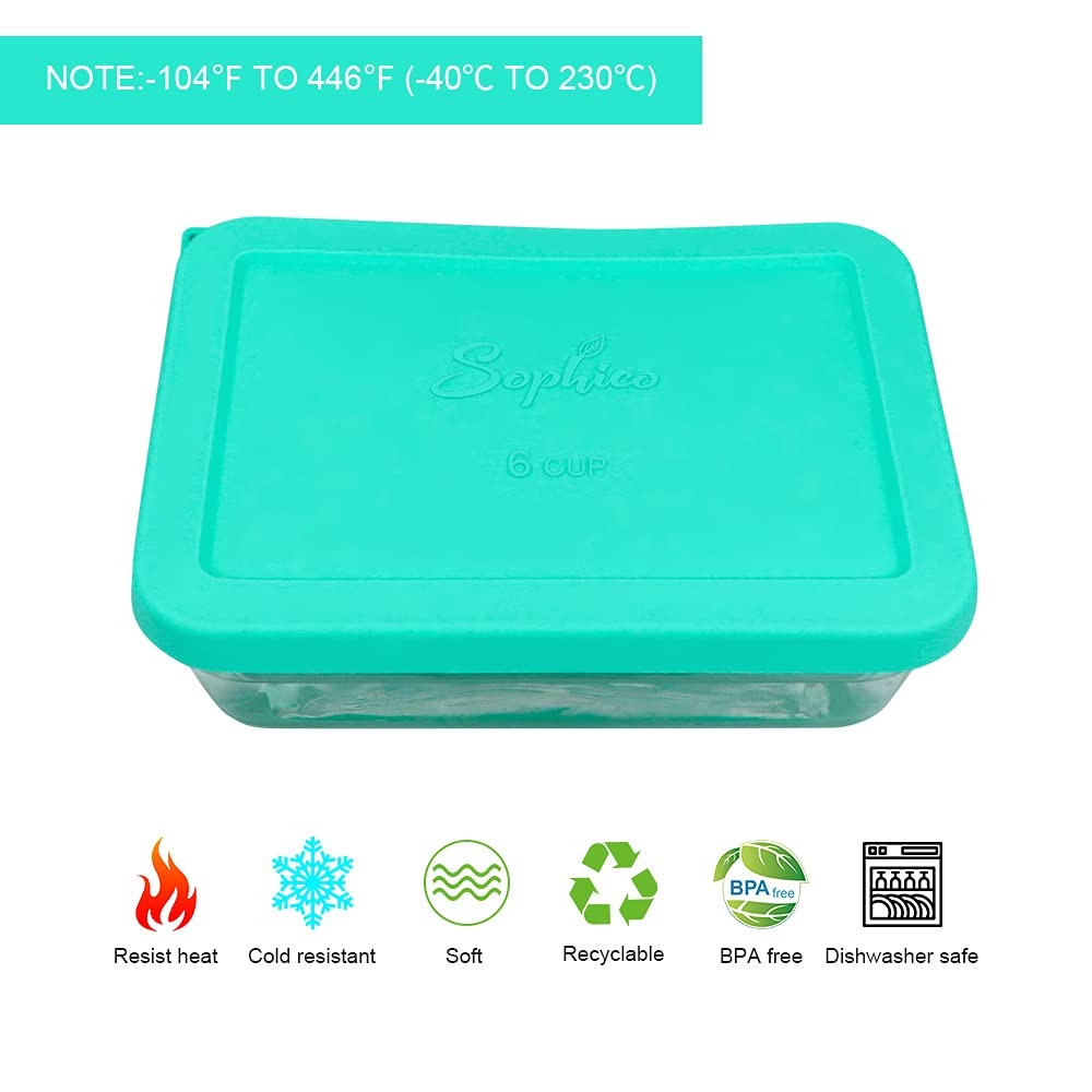Sophico 6 Cup Rectangle Silicone Storage Cover Lids Replacement for Mint