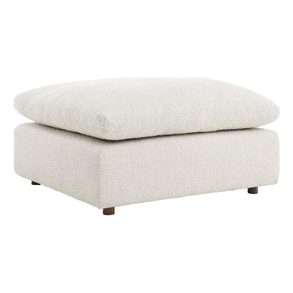 Modway Commix Upholstered Boucle Fabric & Solid Wood Ottoman in Ivory
