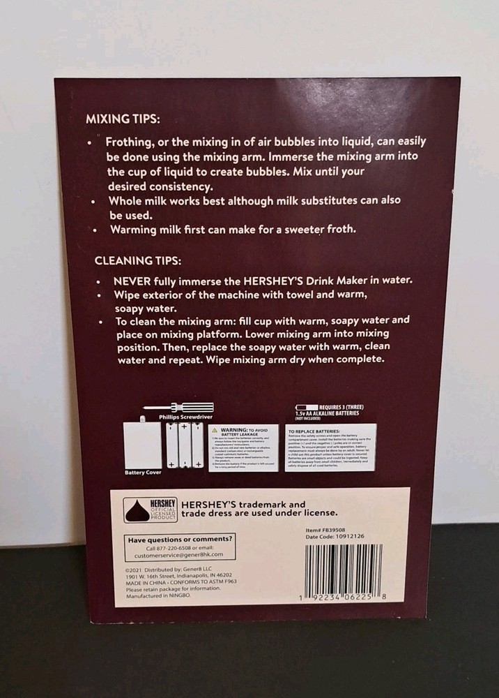 Hershey's Chocolate Drink Maker White New Open Box