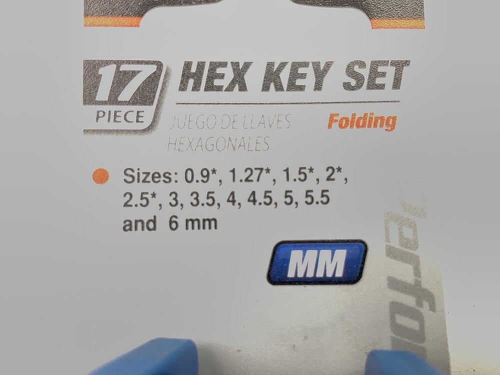 Performance Tool W9185 17-Piece Metric Folding Hex Keys