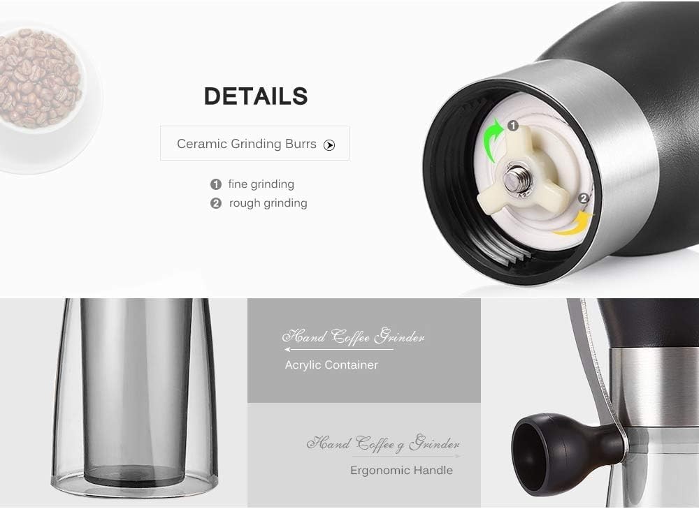 Manual Coffee Grinder - Portable Ceramic Burr Grinder for Smooth Brews