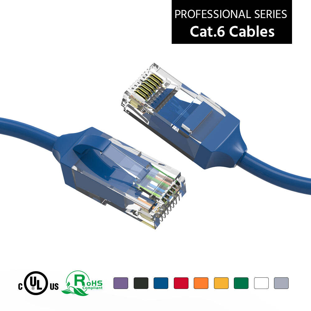 1Ft CAT6 28AWG Slim Ethernet Network Cable Blue