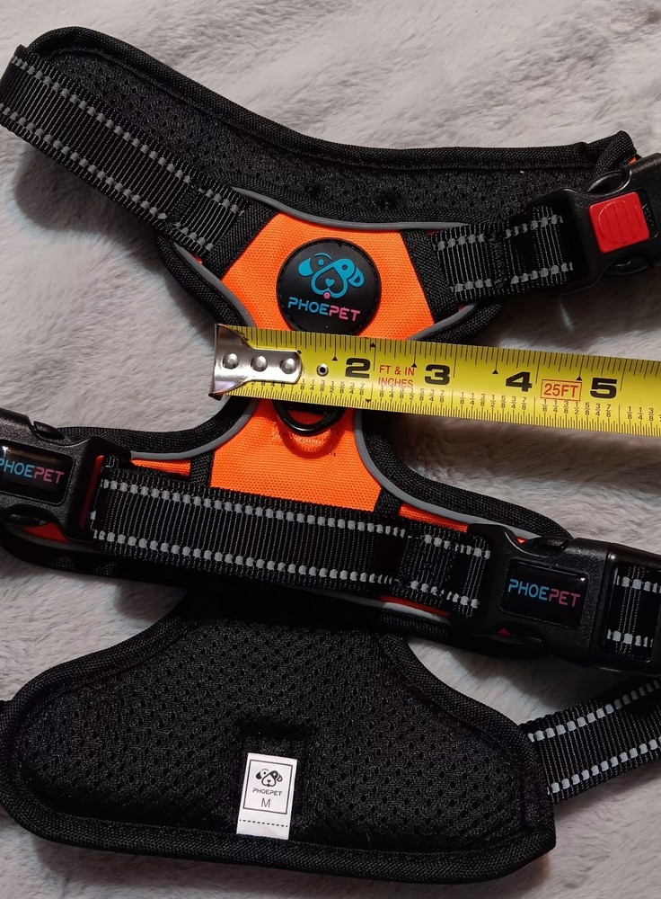 PHOEPET Upgraded No Pull Dog Harness Reflective Adjustable Vest Medium Orange