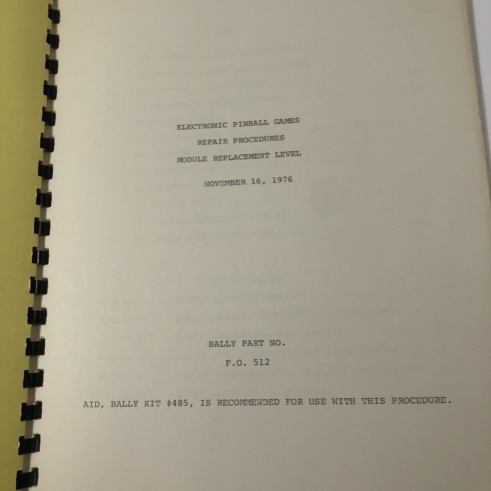 Bally Electronic Pinball Games Repair Procedures Module & Component Replacement