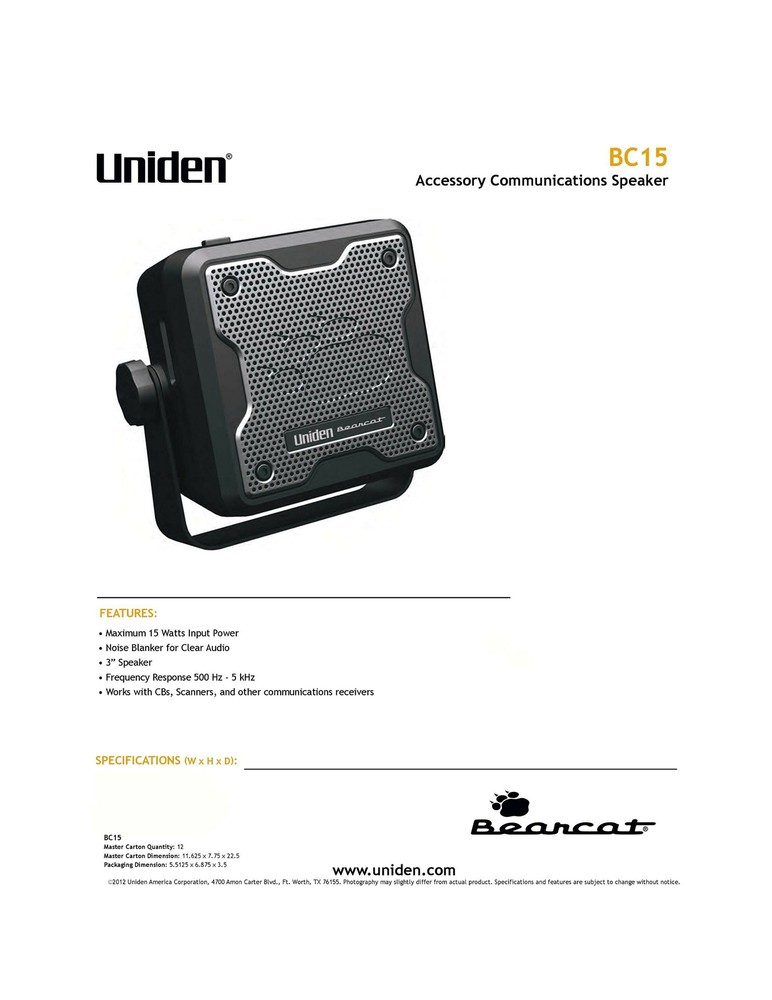 15-Watt External Communications Speaker CB Radios Durable Rugged Design Black