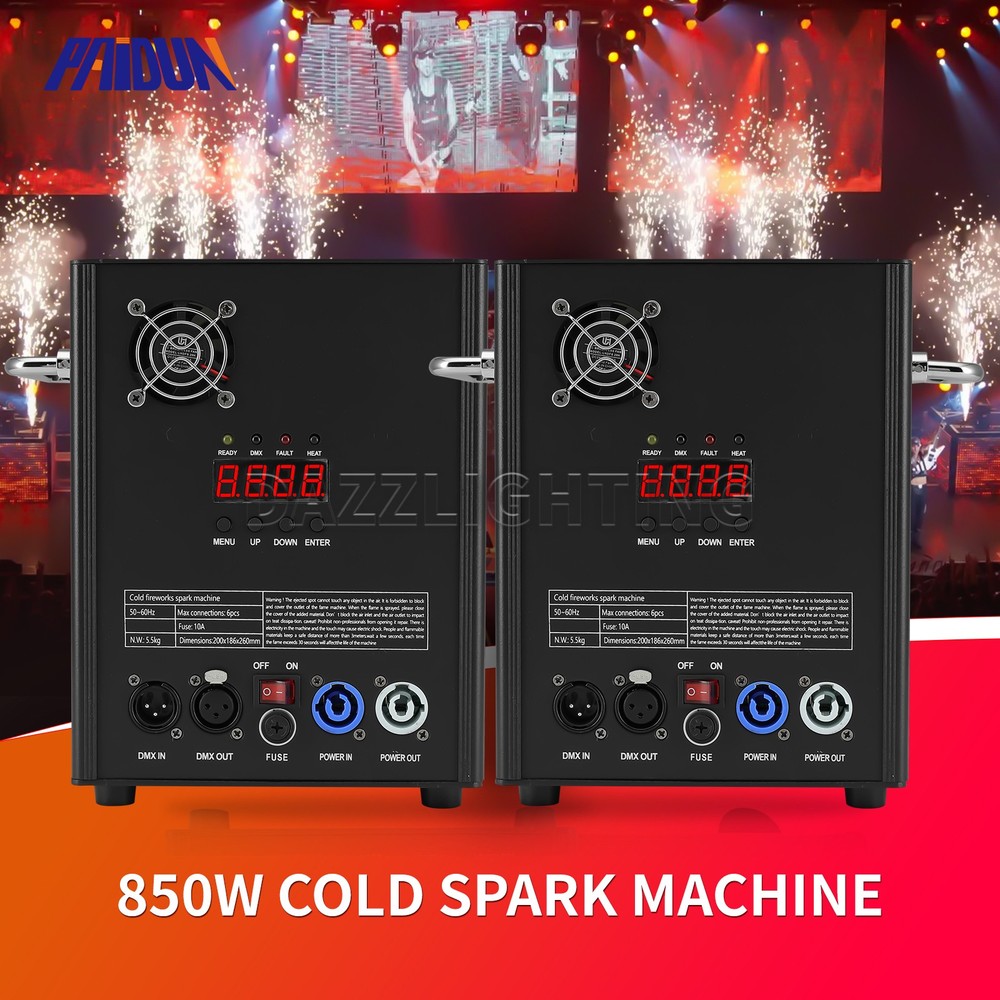 PAIDUN 2Pack 850W Large Cold Spark Machine Firework Effect DMX512 Remote Control