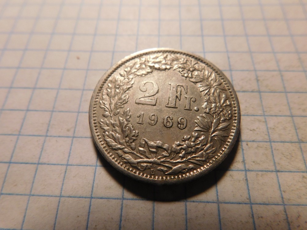 SWITZERLAND 2 FRANCS 1969 # 1006