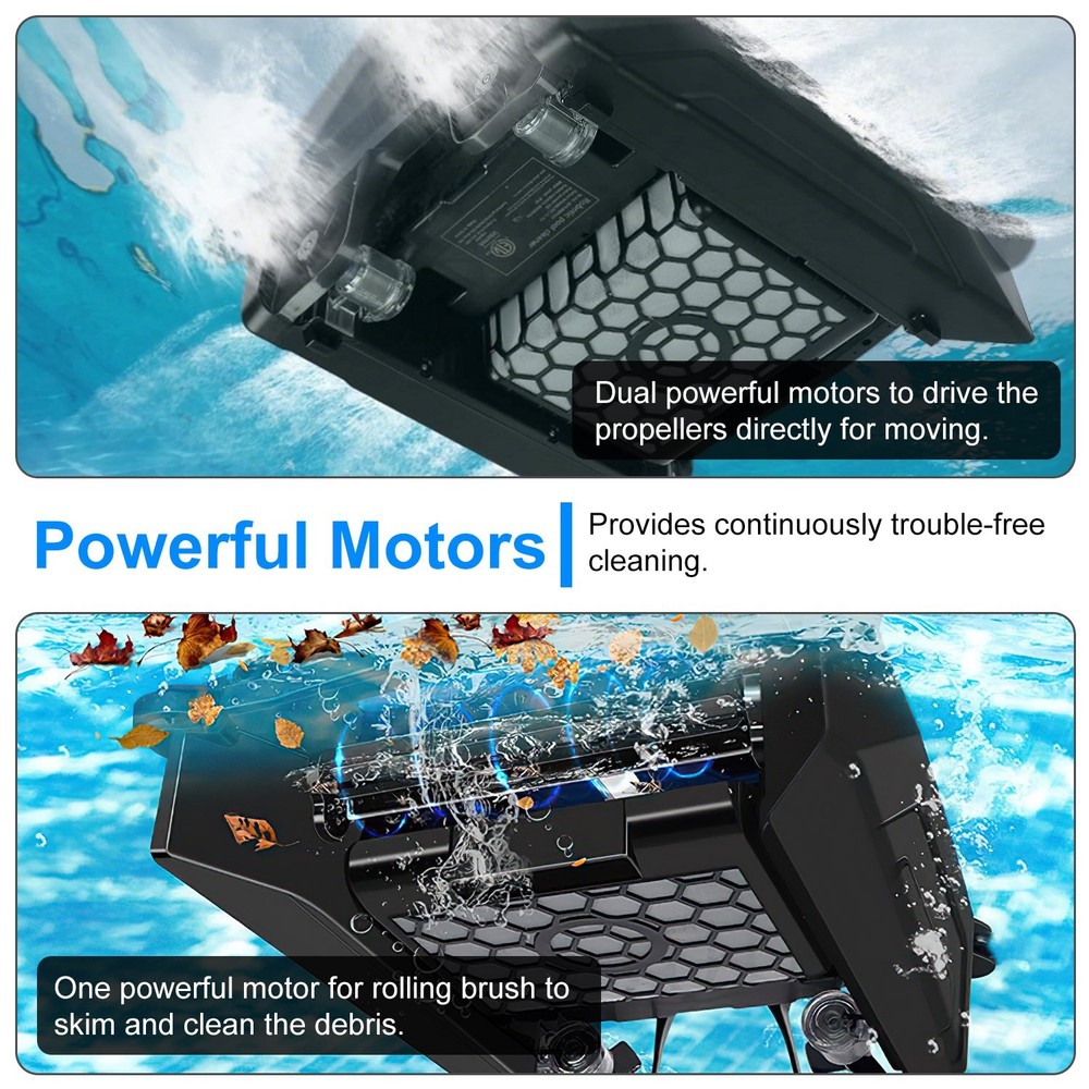 Solar Robotic Pool Skimmer Swimming Pool Surface Solar Surface 2 Modes &APP Tool