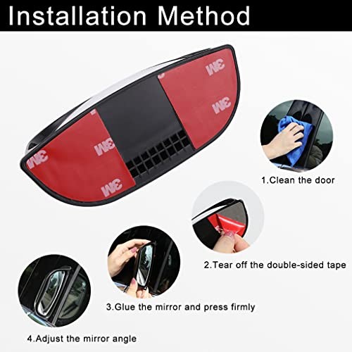 2Pcs Back Passenger Rear View Mirror Adjustable Blind Spot 2 PCS Black frame