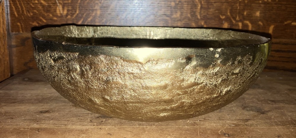 Textured Brass Serving Bowl 10” India